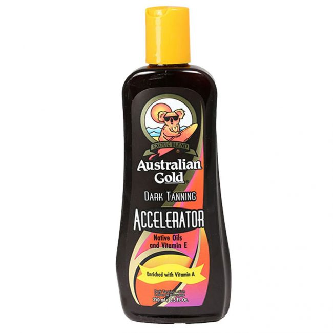 Топ-список лучших средств возглавляет лосьон Australian Gold Dark Tanning Accelerator, который предназначен для усиления загара на солнце или в солярии