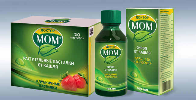 Компания Доктор Мом, кроме мази, выпускает сироп и пастилки, от мази они отличаются составом и применяются при сухом кашле и першении
