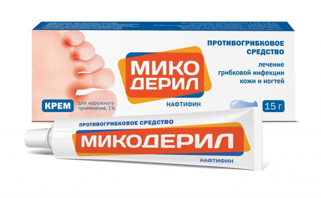 Микодерил устраняет симптомы грибкового поражения ногтя в короткий с