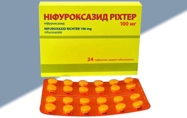 Нифуроксазид выпускают в форме двояковыпуклых таблеток желтого цвета, с желатиновой оболочкой, таблетки фасуются в блистеры по 24 шт. в каждом